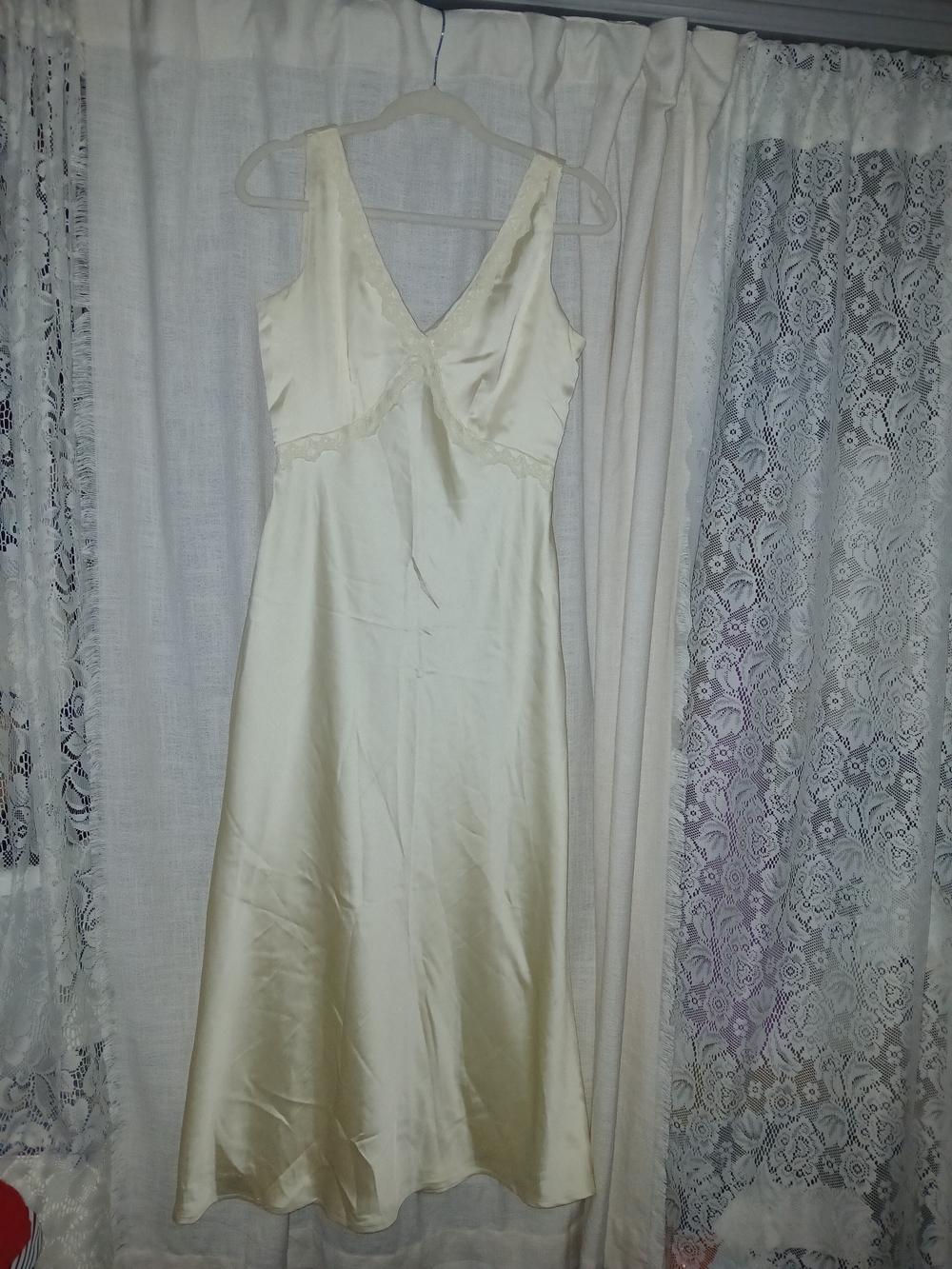 a new day Cream Satin Slip with Lace Trim